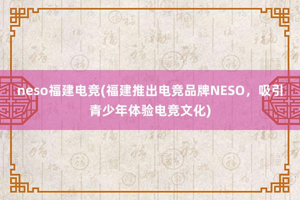 neso福建电竞(福建推出电竞品牌NESO，吸引青少年体验电竞文化)