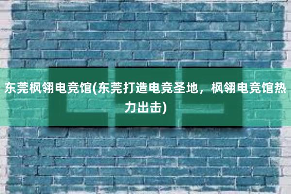 东莞枫翎电竞馆(东莞打造电竞圣地，枫翎电竞馆热力出击)