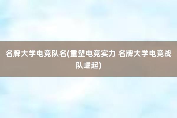 名牌大学电竞队名(重塑电竞实力 名牌大学电竞战队崛起)