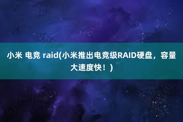 小米 电竞 raid(小米推出电竞级RAID硬盘，容量大速度快！)