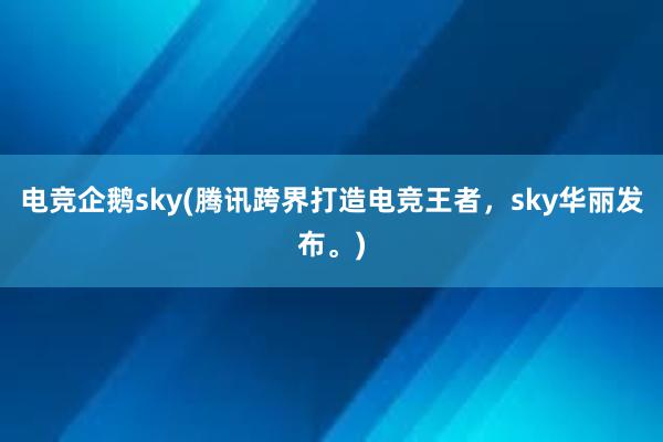 电竞企鹅sky(腾讯跨界打造电竞王者，sky华丽发布。)