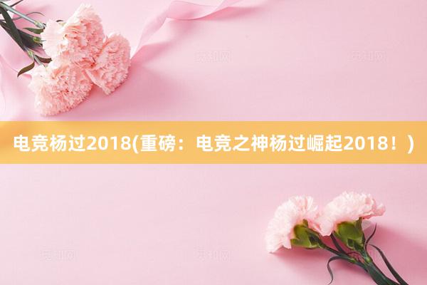 电竞杨过2018(重磅：电竞之神杨过崛起2018！)