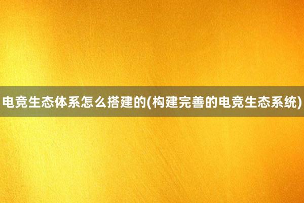 电竞生态体系怎么搭建的(构建完善的电竞生态系统)