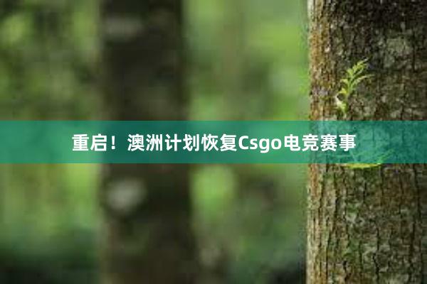 重启！澳洲计划恢复Csgo电竞赛事