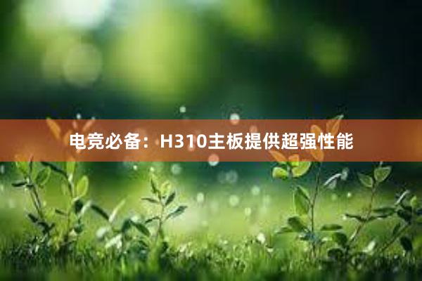 电竞必备：H310主板提供超强性能