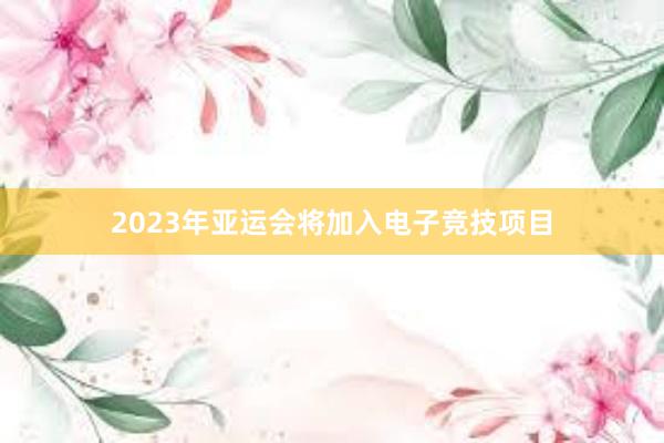 2023年亚运会将加入电子竞技项目