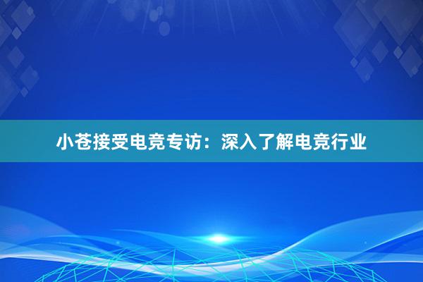 小苍接受电竞专访：深入了解电竞行业