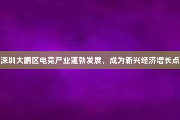 深圳大鹏区电竞产业蓬勃发展，成为新兴经济增长点