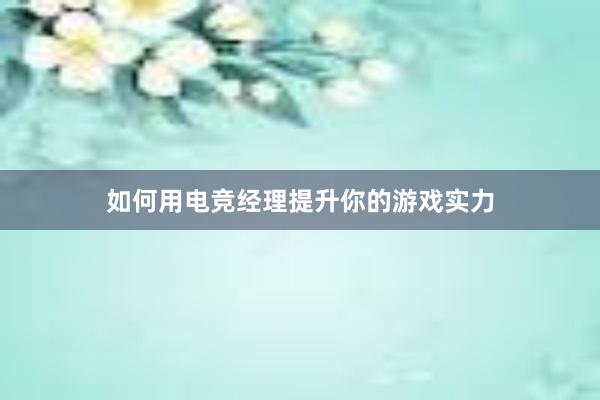 如何用电竞经理提升你的游戏实力