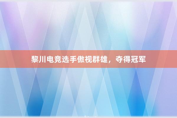 黎川电竞选手傲视群雄，夺得冠军